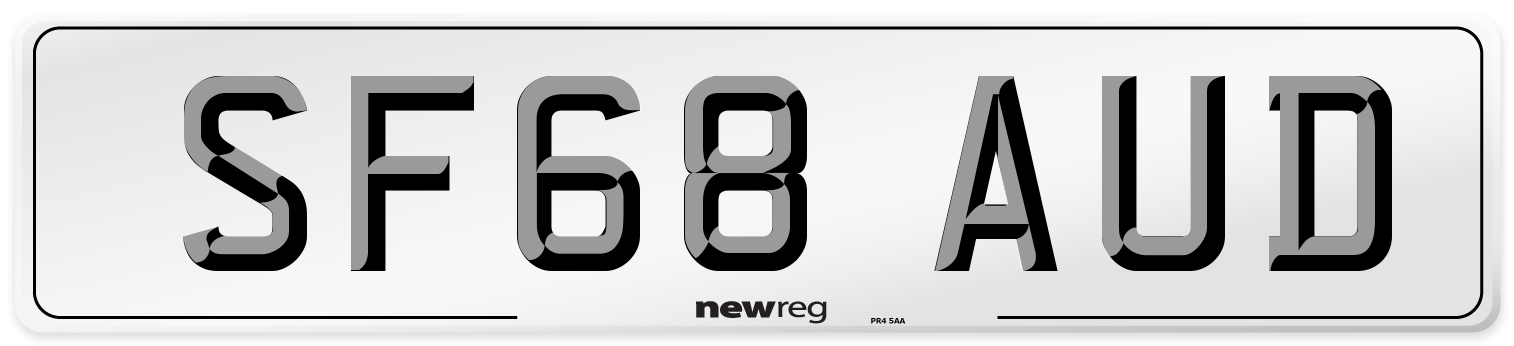 SF68 AUD Number Plate from New Reg